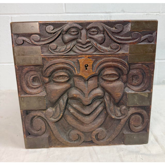 Antique 19th Century Victorian Hand Carved Wood Brass Folk Art Sculptural Box For Sale In New York - Image 6 of 18