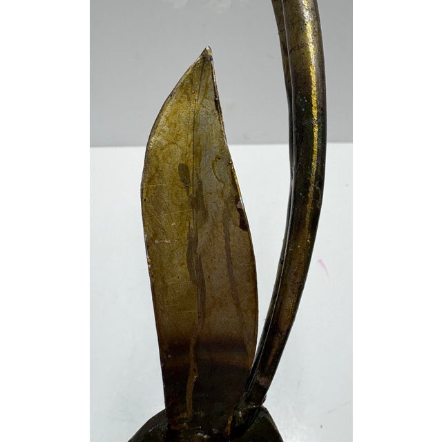 Vintage Mid-Century Modern Hollywood Regency Brass Deer Sculpture on Stand, Black & Gold, 26” For Sale - Image 10 of 10