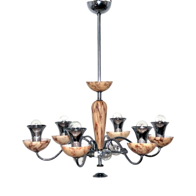 Art Deco Chandelier in Chrome, 1930s For Sale