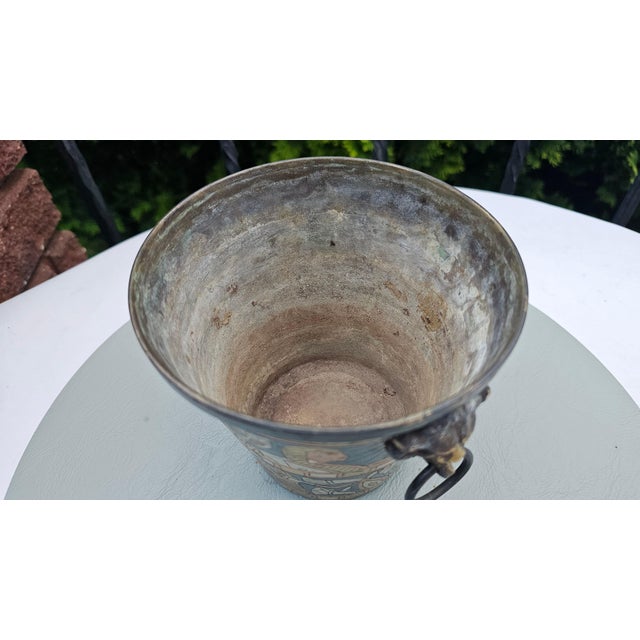 Brass Ice Bucket with Egyptian Style Lion-Head Handles, 1960s For Sale - Image 4 of 7