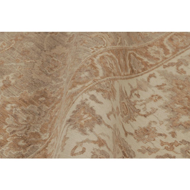 Textile Rug & Kilim’s Oushak-Inspired Rug in Beige and Gold Floral Patterns For Sale - Image 7 of 10