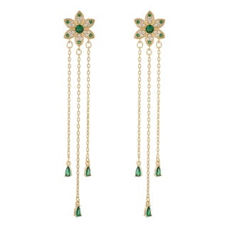 Blossom Glow Emerald Drop Earrings, A Pair For Sale