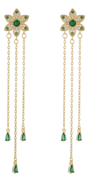 Blossom Glow Emerald Drop Earrings, A Pair