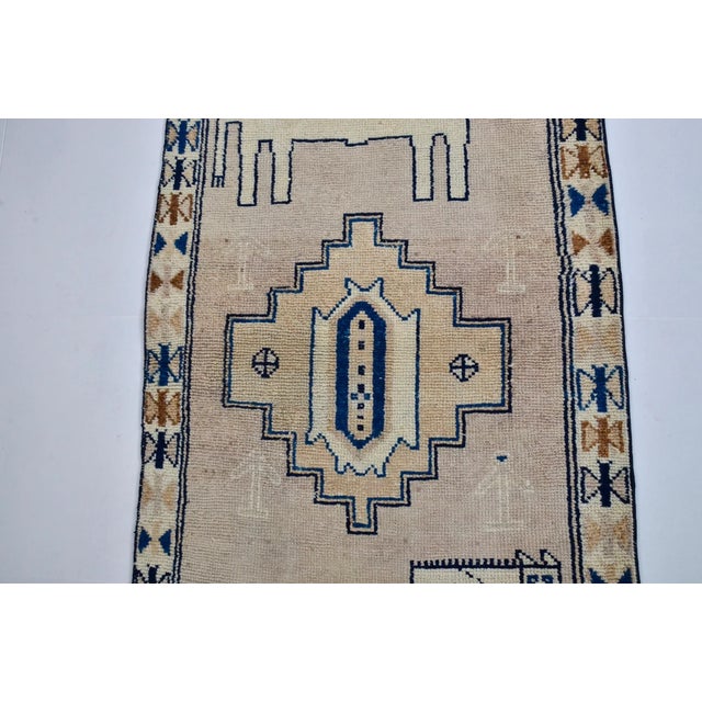 Vintage Anatolian Wool Runner, Hand-Woven Kilim With Deep Blue Geometric and Animal Motifs For Sale - Image 10 of 10
