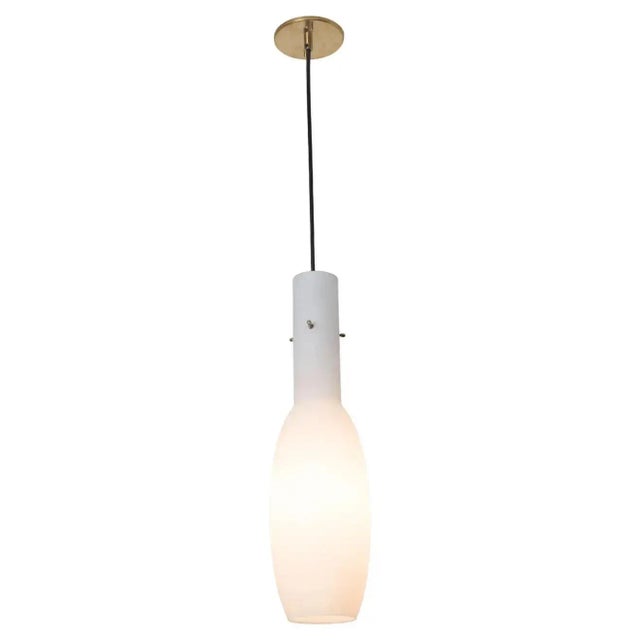 Large 1950s Glass and Brass Suspension Light Attributed to Stilnovo For Sale - Image 12 of 12