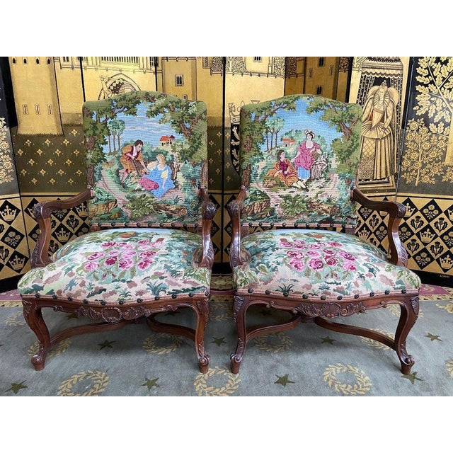 Set of Regency Armchairs Upholstered with Small Dots For Sale - Image 12 of 12