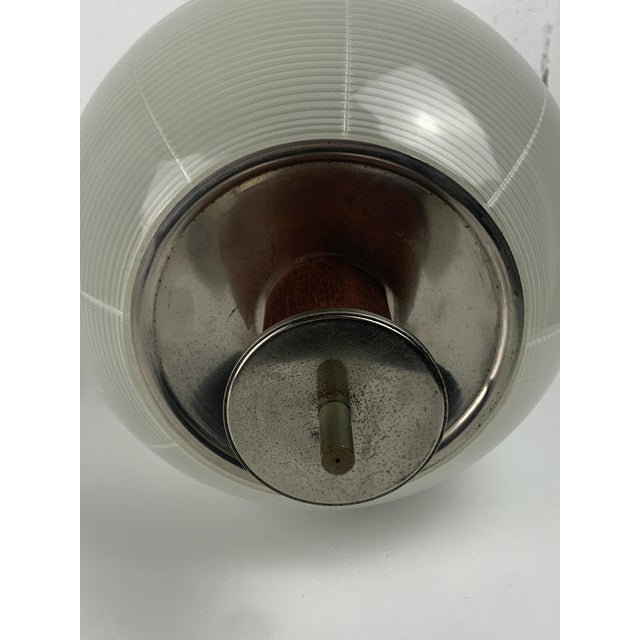 Midcentury Modern Teak and Holophane Sphere Globe Pendant by Sergio Mazza, 1960s For Sale - Image 9 of 18