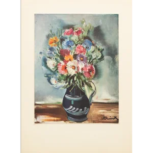 1940s After Maurice Vlaminck "Flowers", First Edition Period Swiss Offset Lithograph