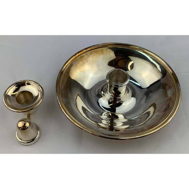 Silver Vintage Silverplate Taper Candle Dish by Elkington & Co For Sale - Image 8 of 11