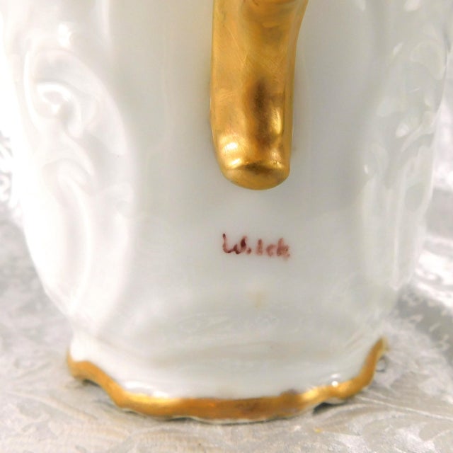 1940s Unmarked Signed Hand Painted Chocolate Pot Teapot For Sale - Image 4 of 13