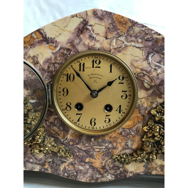 1920s Dutch Art Deco Marble Clock Garniture - Set of 3 For Sale In New York - Image 6 of 12