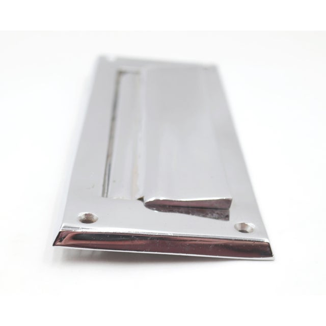 Vintage 9.875 In. Rectangular Chromed Brass Mail Slot Set For Sale - Image 4 of 8
