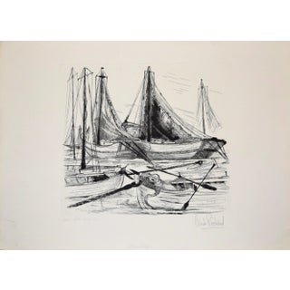 Port de Pêche - Original Etching by Claude Piechaud - Second Half of 20th Century For Sale