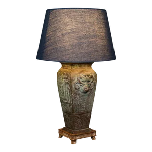 1970s Vintage Oriental Bronze Decorative Table Lamp