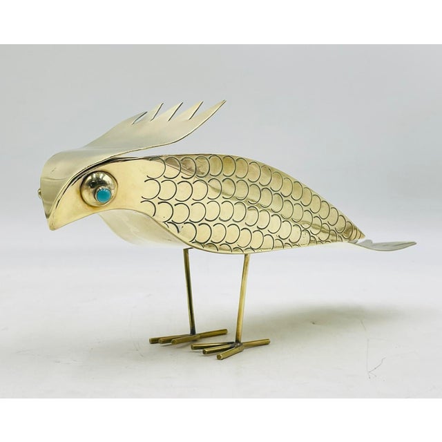 American Vintage Brass Bird Sculpture by Oswaldo Guayasamín, Signed, Latin American Art For Sale - Image 3 of 18