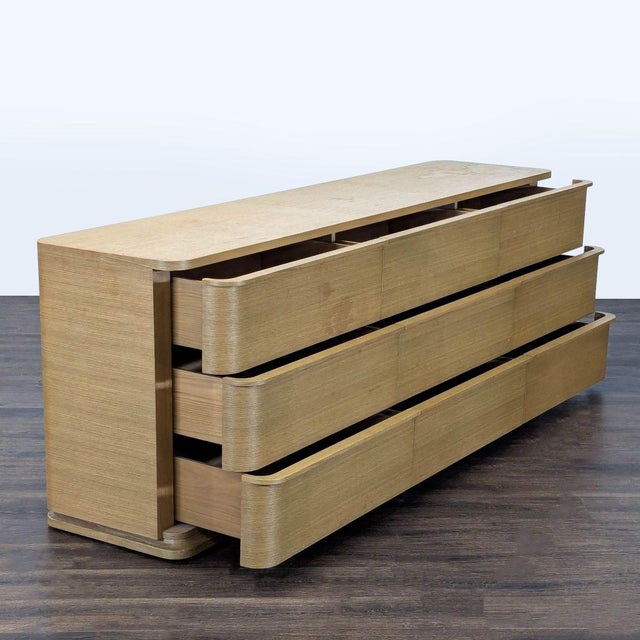 Modern Restoration Hardware Ligné Modern 9-Drawer Dresser in Light Wood Finish For Sale - Image 3 of 10