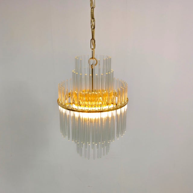 Mid-Century Glass and Brass Chandelier by Christoph Palme for Palwa, 1970s For Sale - Image 4 of 10