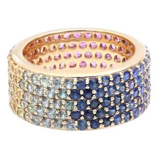 Natural 4.65 cts rainbow sapphire ring in 18k gold For Sale