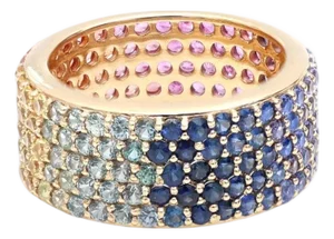 Natural 4.65 cts rainbow sapphire ring in 18k gold