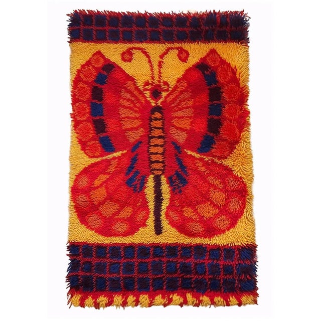 Red Danish Rya Tapestry Wool Wall Rug by Ege Taepper, Denmark, 1970s For Sale - Image 8 of 8