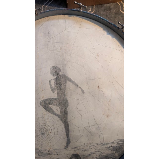 1920s Slingerland Art Deco Hand-Painted Bass Drum With Dancing Nymph & Spiderweb” For Sale - Image 10 of 12