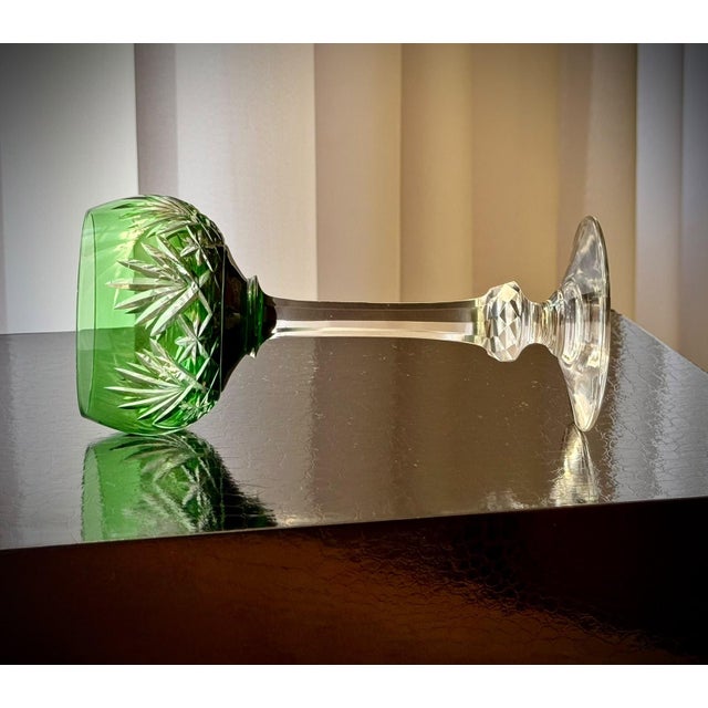 Green Massenet Crystal Hock Glasses by Saint-Louis, 1920, Set of 2 For Sale - Image 3 of 16