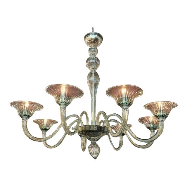 Murano Fontana Green 8-Light Chandelier For Sale