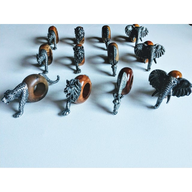 Safari Animal Napkin Rings in Pewter and Wood by Makoulpa of South