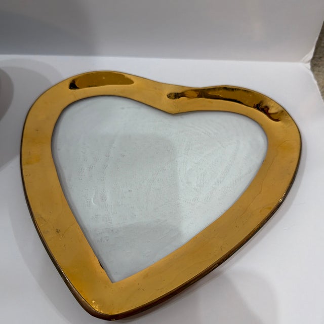 (12 pcs) Annieglass Heart Gilt Glass Plates 24 Karat gold rim Late 20th Century, USA Artist/Designer/Manufacturer:...
