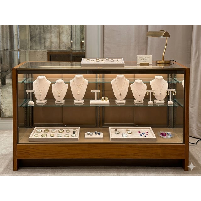 Wood Vintage Glass Top Shelves Storage Display Showcase Cabinet For Sale - Image 7 of 17