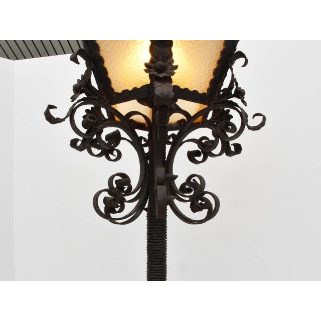 Brutalist Large Wrought Iron Lamp Post from Mazzucotelli, 1910s For Sale - Image 3 of 13