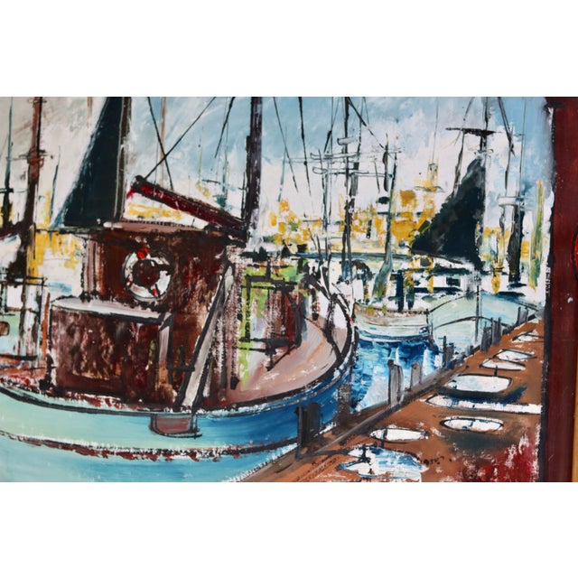 Swedish Mid-Century Oil on Canvas " Marina" by Steu This breathtaking large oil painting by renowned artist Steu featuring...