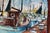 Swedish Mid-Century Oil on Canvas " Marina" by Steu This breathtaking large oil painting by renowned artist Steu featuring...