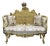French Style Sofa Settee With Beige White Patterned Fabric For Sale