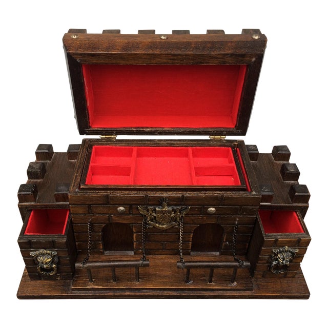 Vintage Wooden Castle Jewelry Box Chairish