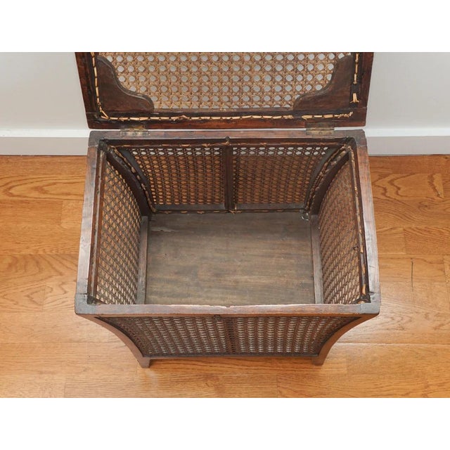 Late 19th Century Antique Wood and Cane Hamper Side Table For Sale - Image 5 of 8