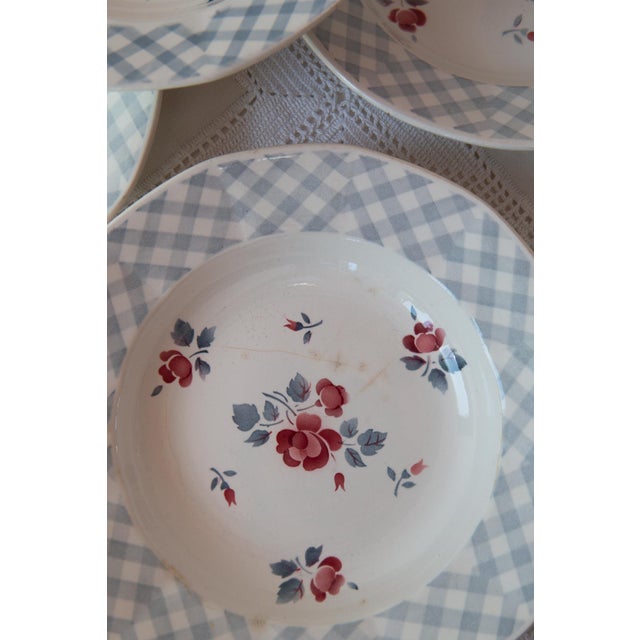 Blue Vintage Deep Plates in Digoin Earthenware, 1960s, Set of 10 For Sale - Image 8 of 10