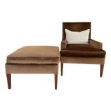 Dessin Fournir Mohair Frey Lounge Chair and Ottoman by Kerry Joyce For Sale