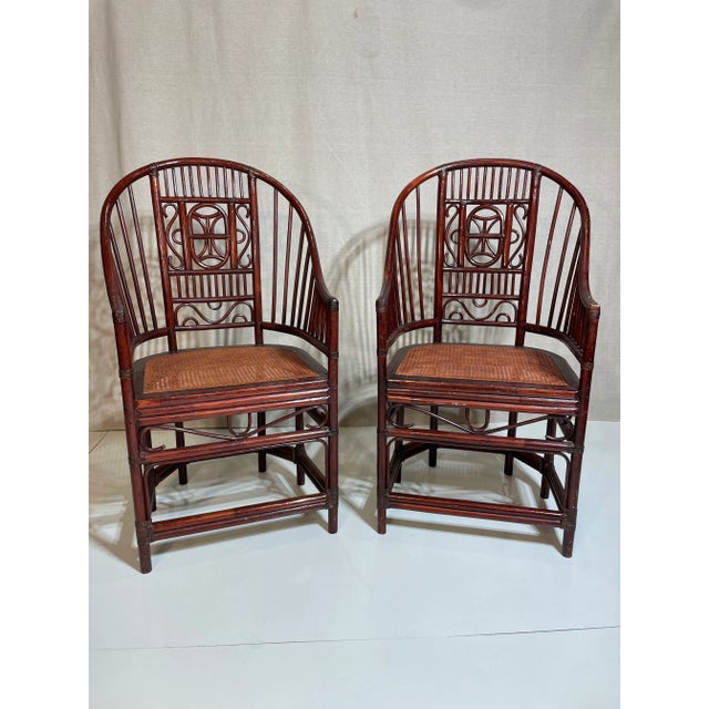 Pair of 1960s Rattan High Back Throne Chairs For Sale - Image 9 of 9