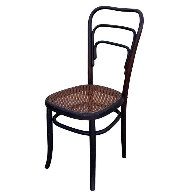 Traditional Early 1920s Modernist Bent Oak & Cane Chair No. 144 Attributed to Thonet For Sale - Image 3 of 6