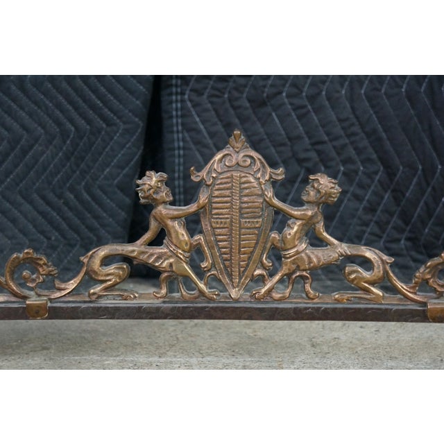 Mid 20th Century Attributed Oscar Bach Neoclassical Bronze Wrought Iron Marble Console Table 43" For Sale - Image 11 of 16