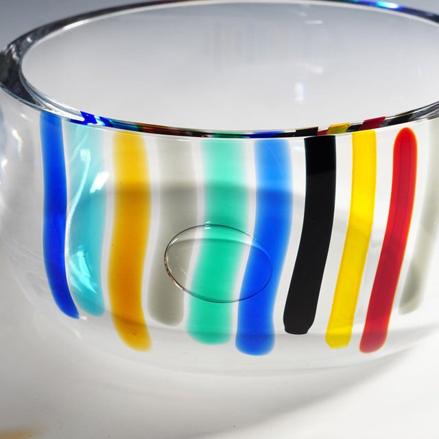 Mid-Century Modern Large 'Color Waterfall' Art Glass Bowl by Ferro & Lazzarini, Murano 1980s For Sale - Image 3 of 5