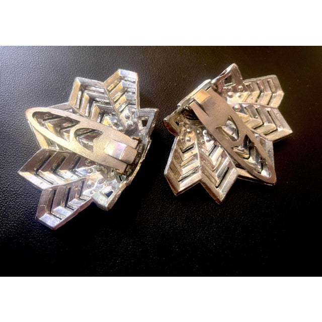 Art Deco Art Deco 1930s Chevron Starburst Clip-Mates by Ralph Polcini, Pair For Sale - Image 3 of 5