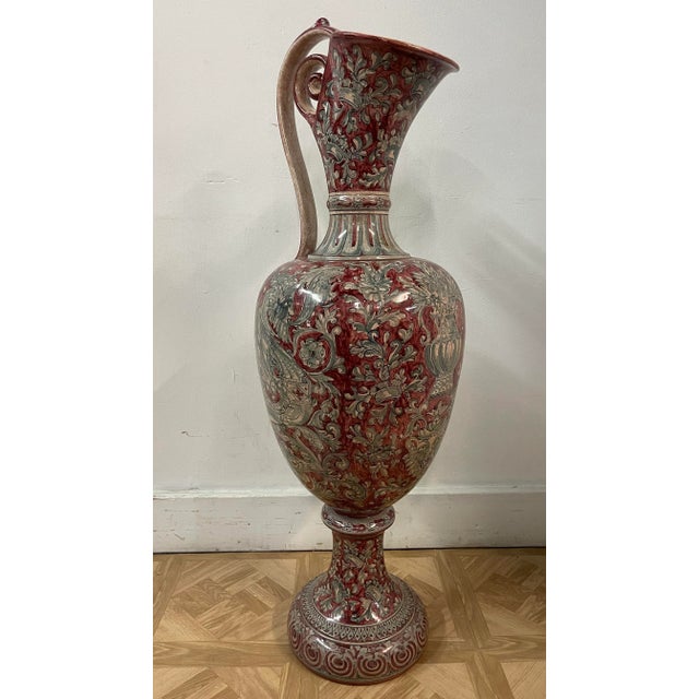 1990s Vintage Biagioli Gubbio Hand-Painted Italian Vase For Sale - Image 4 of 9