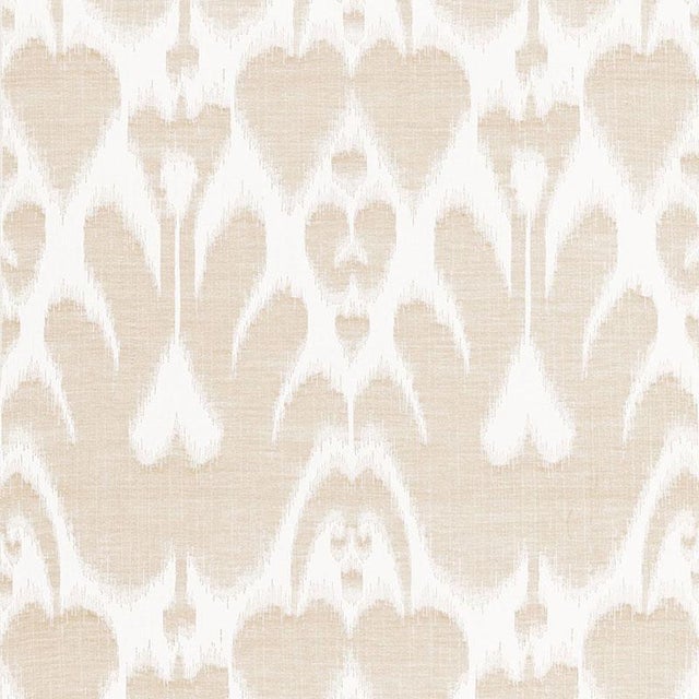 Sample - Schumacher Lela Cotton Ikat Fabric in Sand For Sale