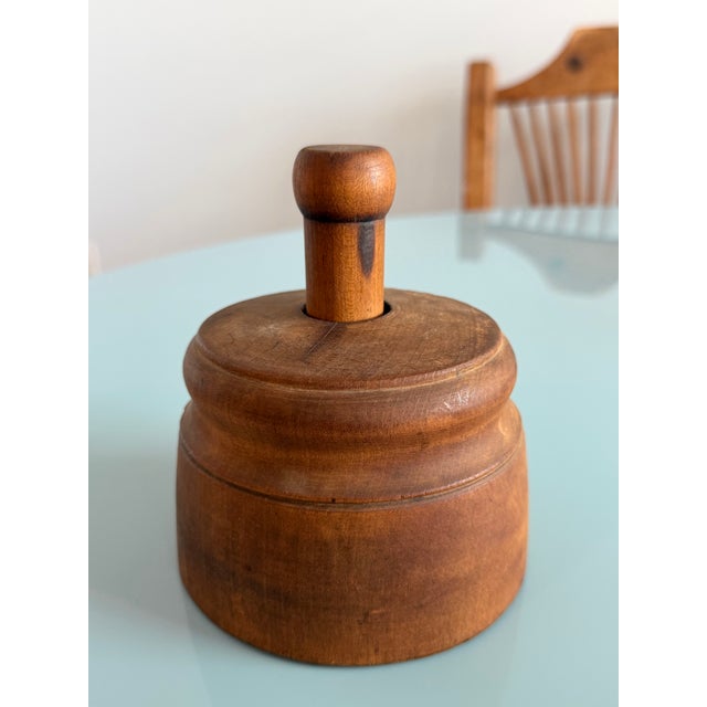 Brown Antique Primitive Butter Mold Press For Sale - Image 8 of 11
