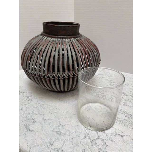 Coffee Vintage Rustic Round Wood Candleholder or Plant Vessel For Sale - Image 8 of 10