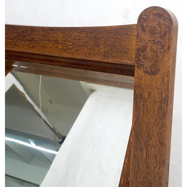 Arts & Crafts Massive Solid Oak Arts & Crafts 4 Drawers Dresser with Swivel Mirror For Sale - Image 3 of 12