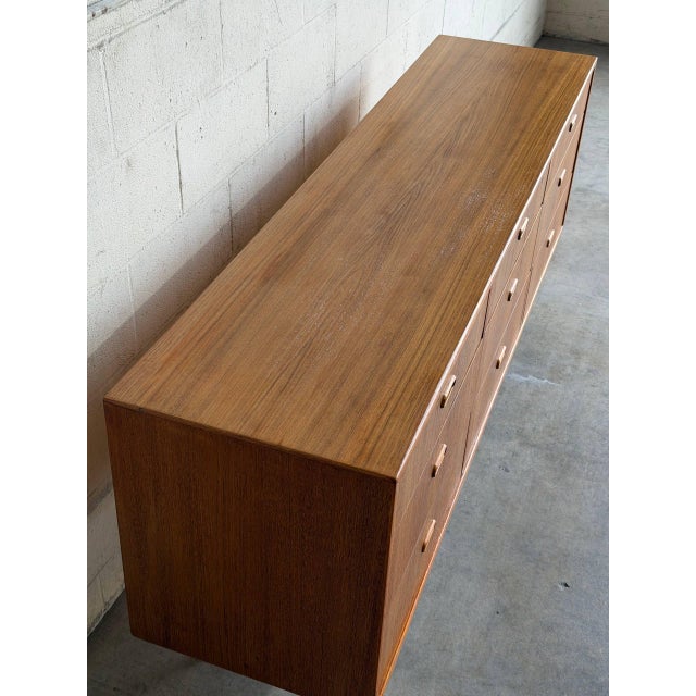 In Style of Arne Vodder Teak Dresser Wooden Lowboy Chest of Drawers Denmark Mid-Century Modern 1960s For Sale - Image 9 of 9