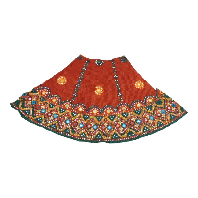 Vintage Indian Embroidered Back Side of a Skirt Textile For Sale